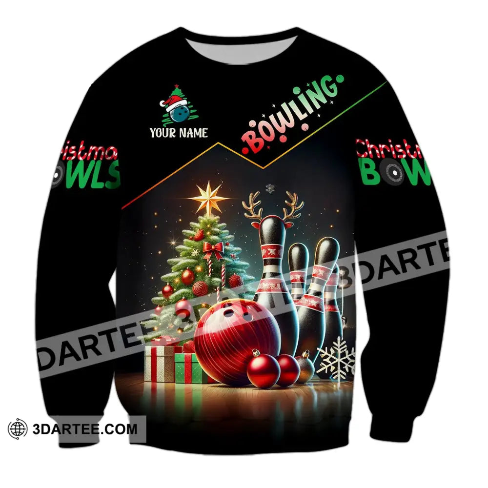 Unisex Shirt Custom Name Bowling Christmas Love Gift Long Sleeve / S T-Shirt