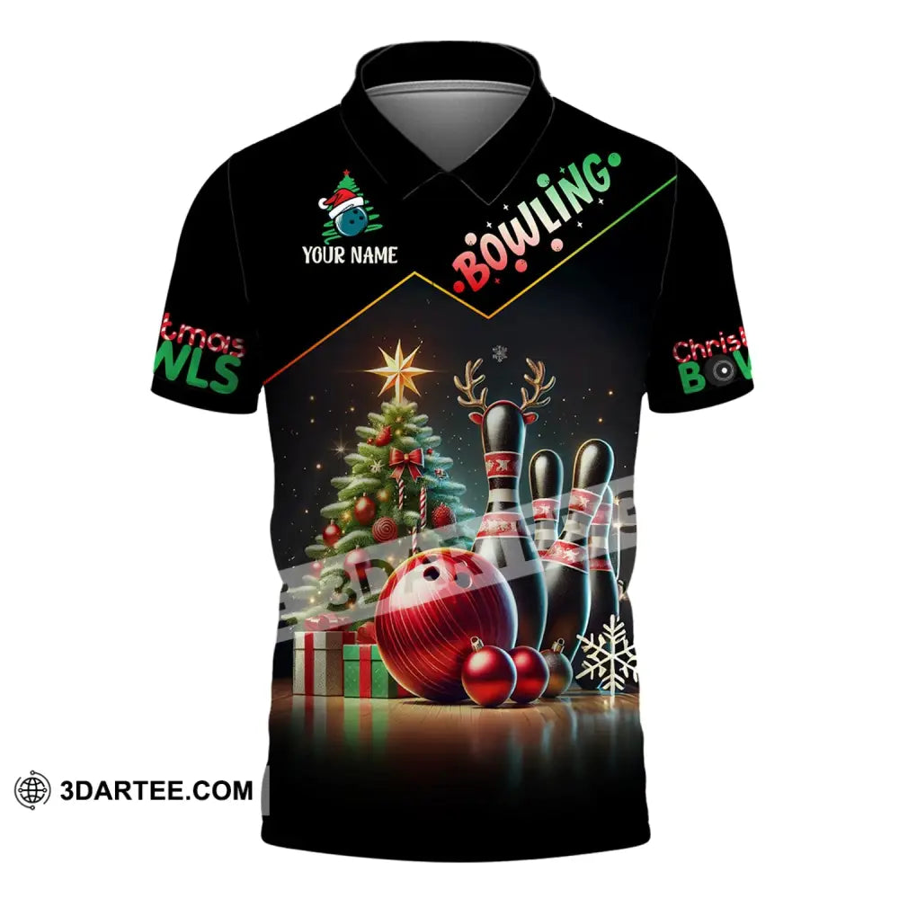 Unisex Shirt Custom Name Bowling Christmas Love Gift Polo / S T-Shirt