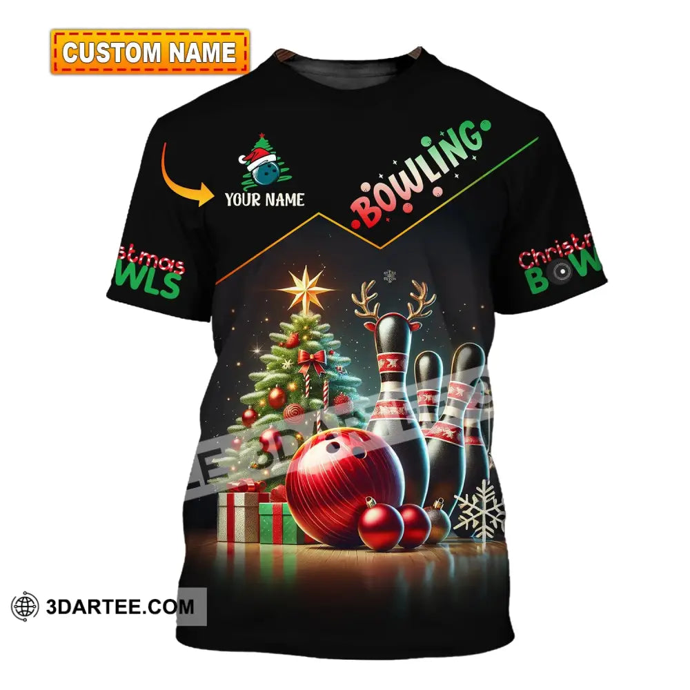 Unisex Shirt Custom Name Bowling Christmas Love Gift T-Shirt