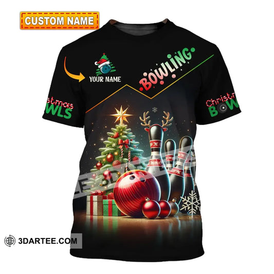 Unisex Shirt Custom Name Bowling Christmas Love Gift T-Shirt