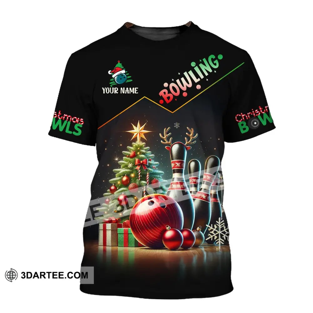 Unisex Shirt Custom Name Bowling Christmas Love Gift T-Shirt / S T-Shirt