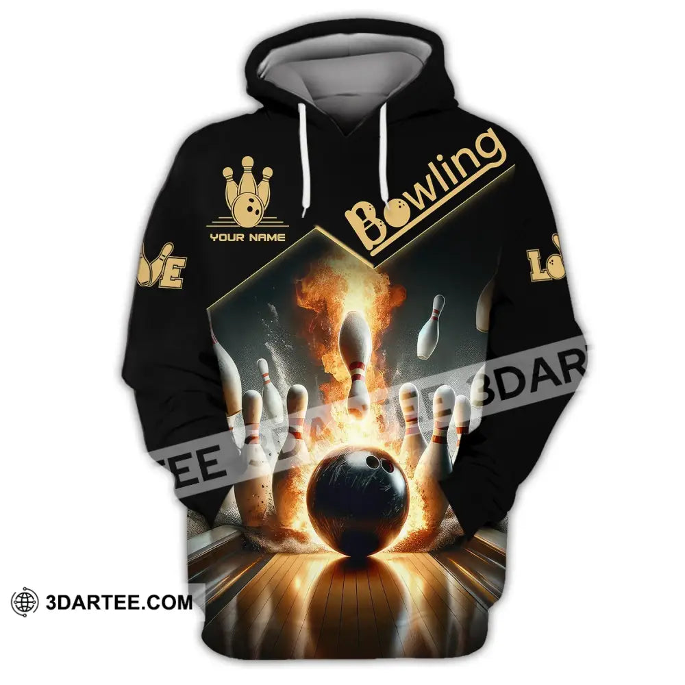 Unisex Shirt - Custom Name Bowling Fire Ball For Lover Hoodie / S T-Shirt