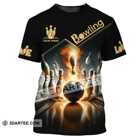 Unisex Shirt - Custom Name Bowling Fire Ball For Lover T-Shirt / S T-Shirt