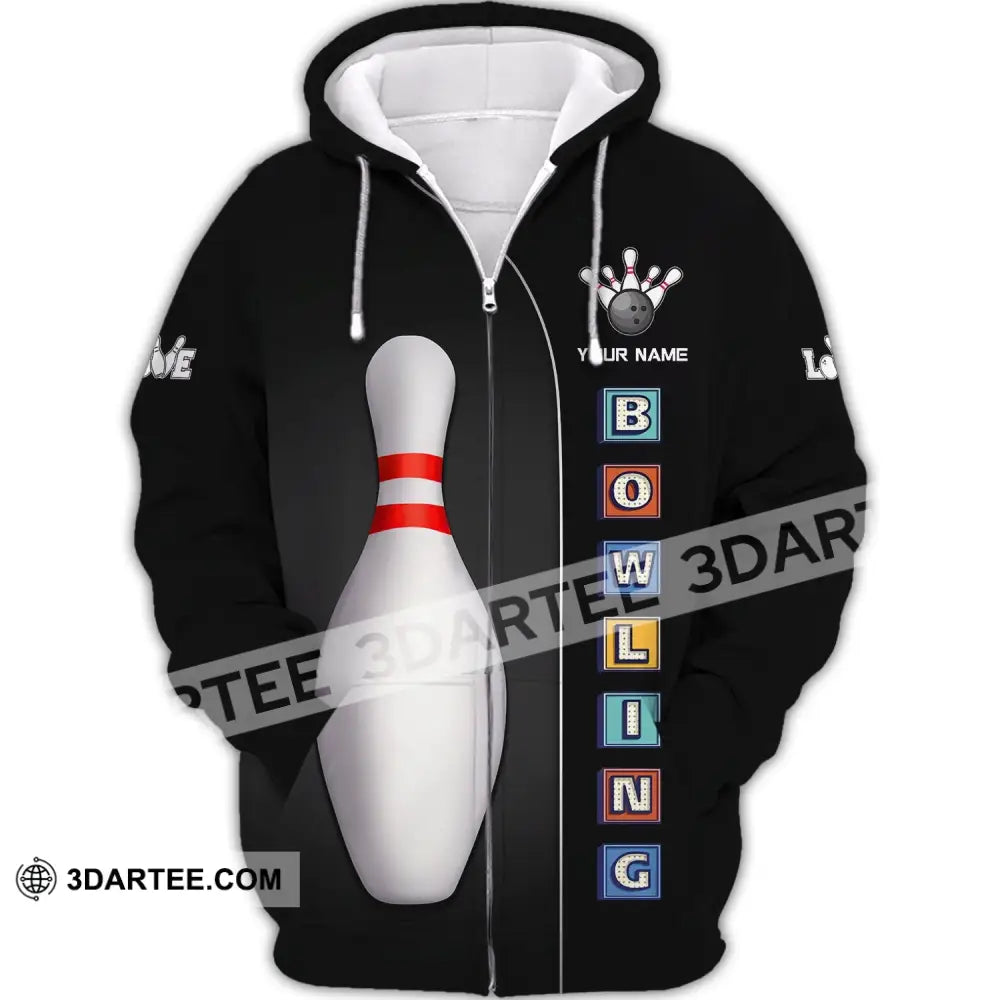 Unisex Shirt Custom Name Bowling For Lovers Gifts Zipper Hoodie / S T-Shirt