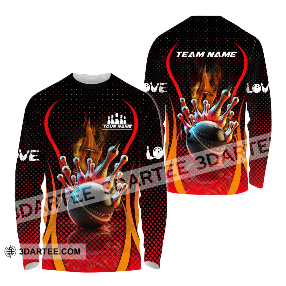 Unisex Shirt - Custom Name Bowling Long Sleeve / S T-Shirt