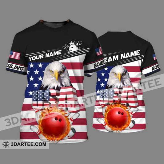 Unisex Shirt - Custom Name Bowling Lover America Flag T-Shirt / S T-Shirt