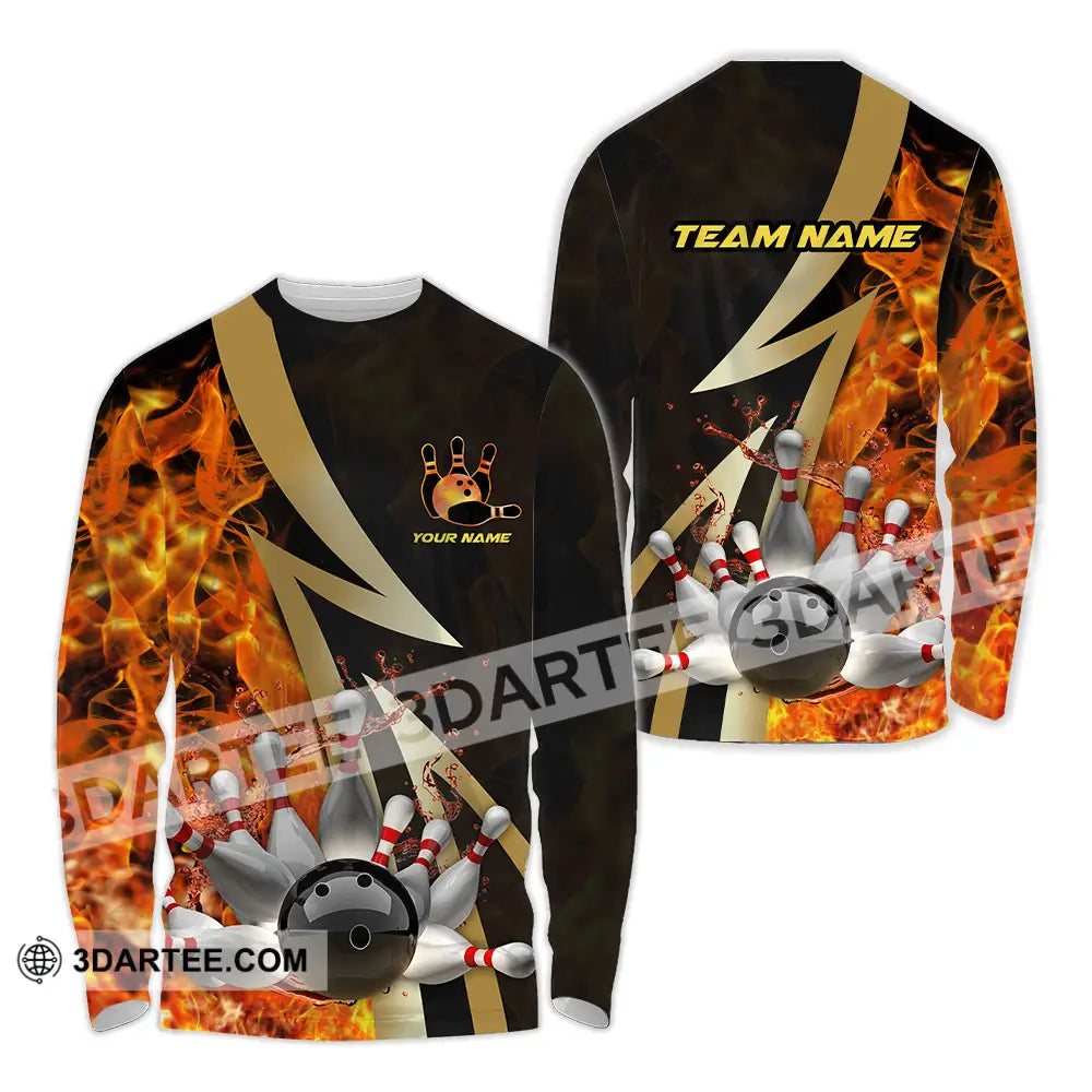 Unisex Shirt - Custom Name Bowling Player Long Sleeve / S T-Shirt