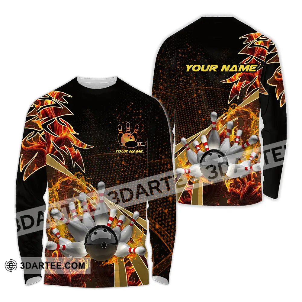 Unisex Shirt - Custom Name Bowling Player Long Sleeve / S T-Shirt