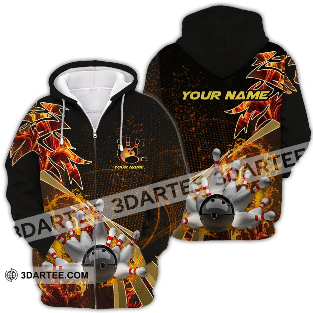 Unisex Shirt - Custom Name Bowling Player Zipper Hoodie / S T-Shirt