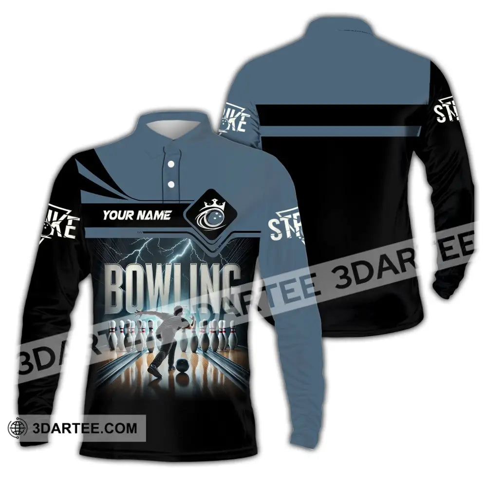 Unisex Shirt Custom Name Bowling Polo Long Sleeve Love T-Shirt / S T-Shirt