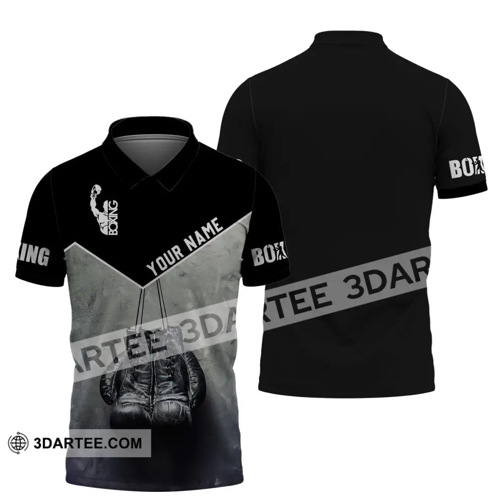 Unisex Shirt - Custom Name Boxing Black And White Polo / S T-Shirt