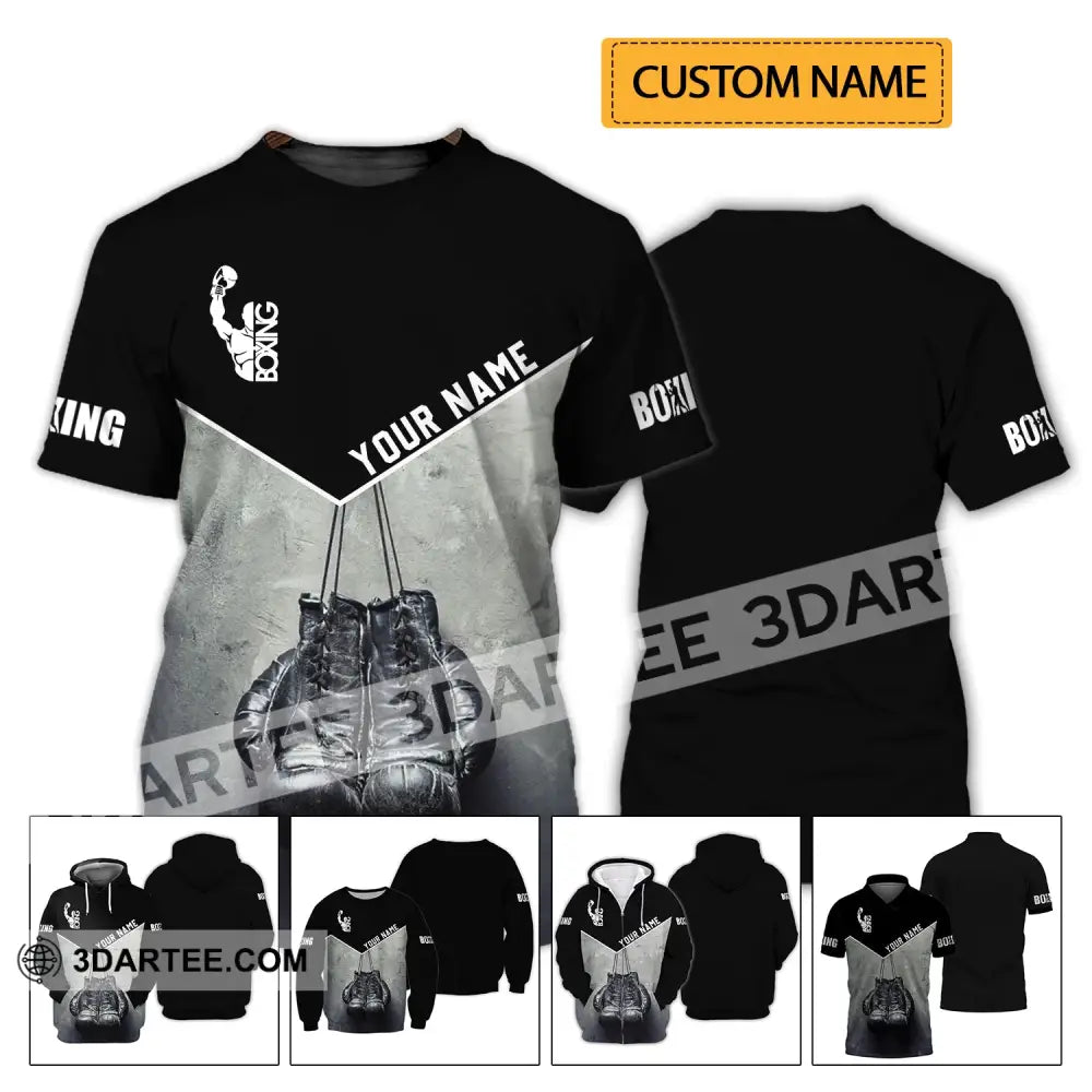 Unisex Shirt - Custom Name Boxing Black And White T-Shirt