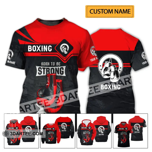 Unisex Shirt - Custom Name Boxing Born To Be Strong T-Shirt