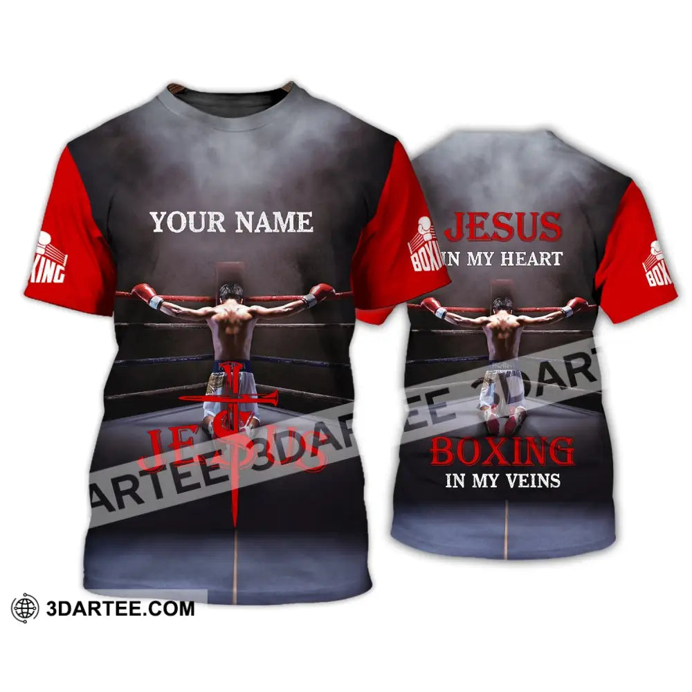 Unisex Shirt - Custom Name Boxing Gift For Lover Jeus In My Heart Veins T-Shirt / S T-Shirt