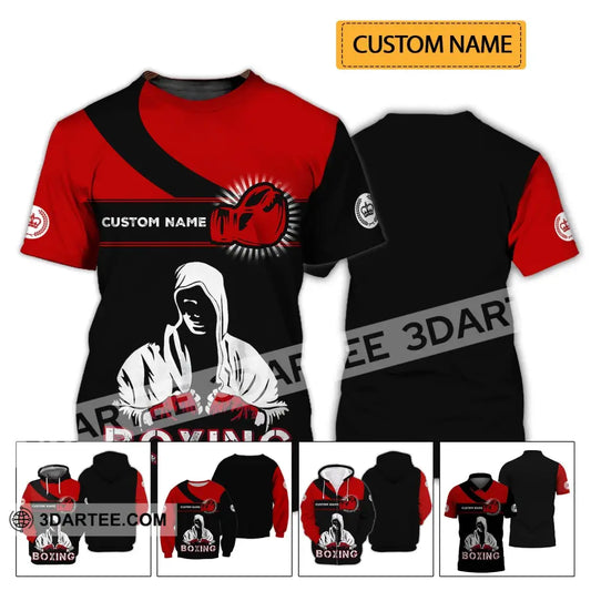 Unisex Shirt - Custom Name Boxing Gift For Player Black And Red T-Shirt