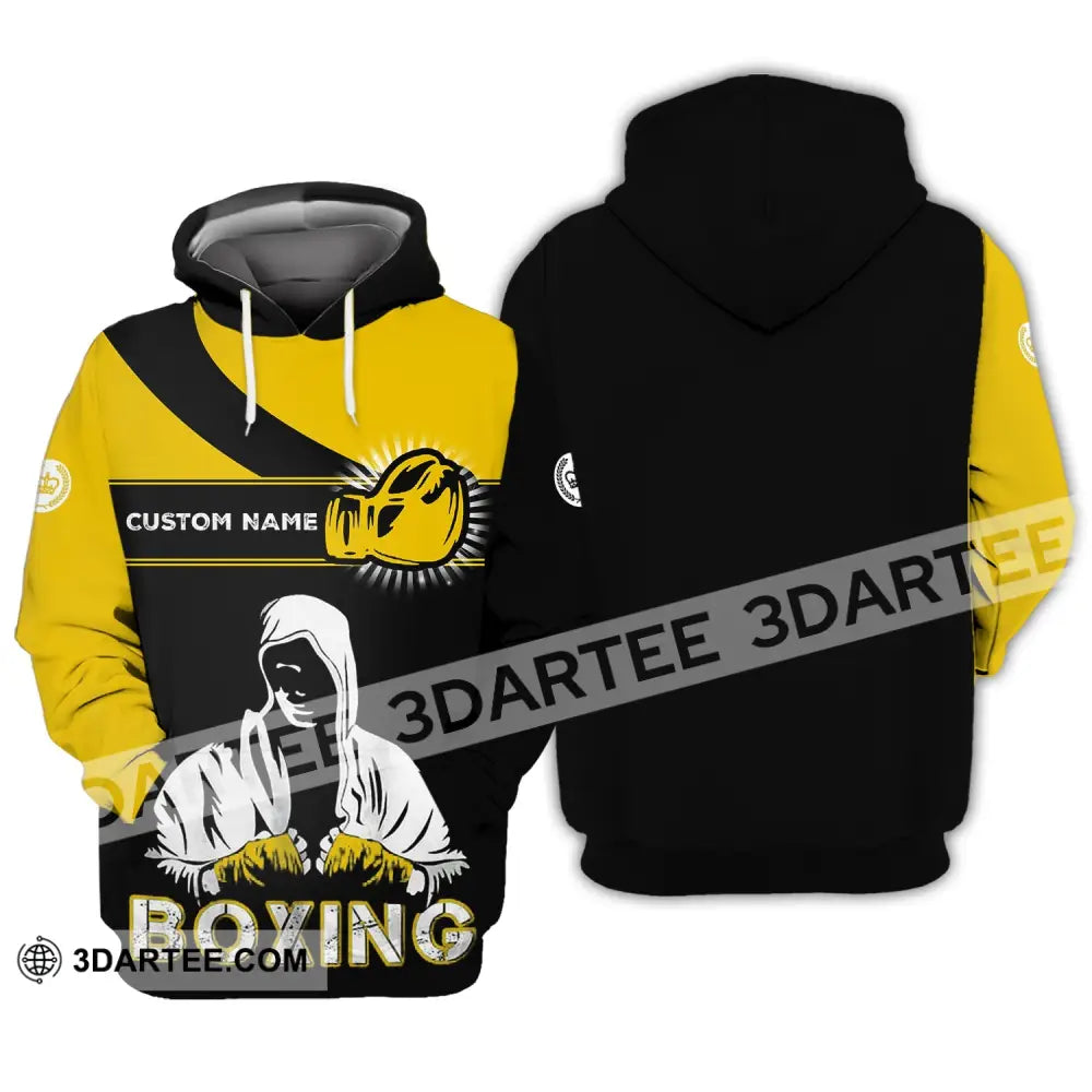 Unisex Shirt - Custom Name Boxing Gift For Player Black And Yellow Hoodie / S T-Shirt