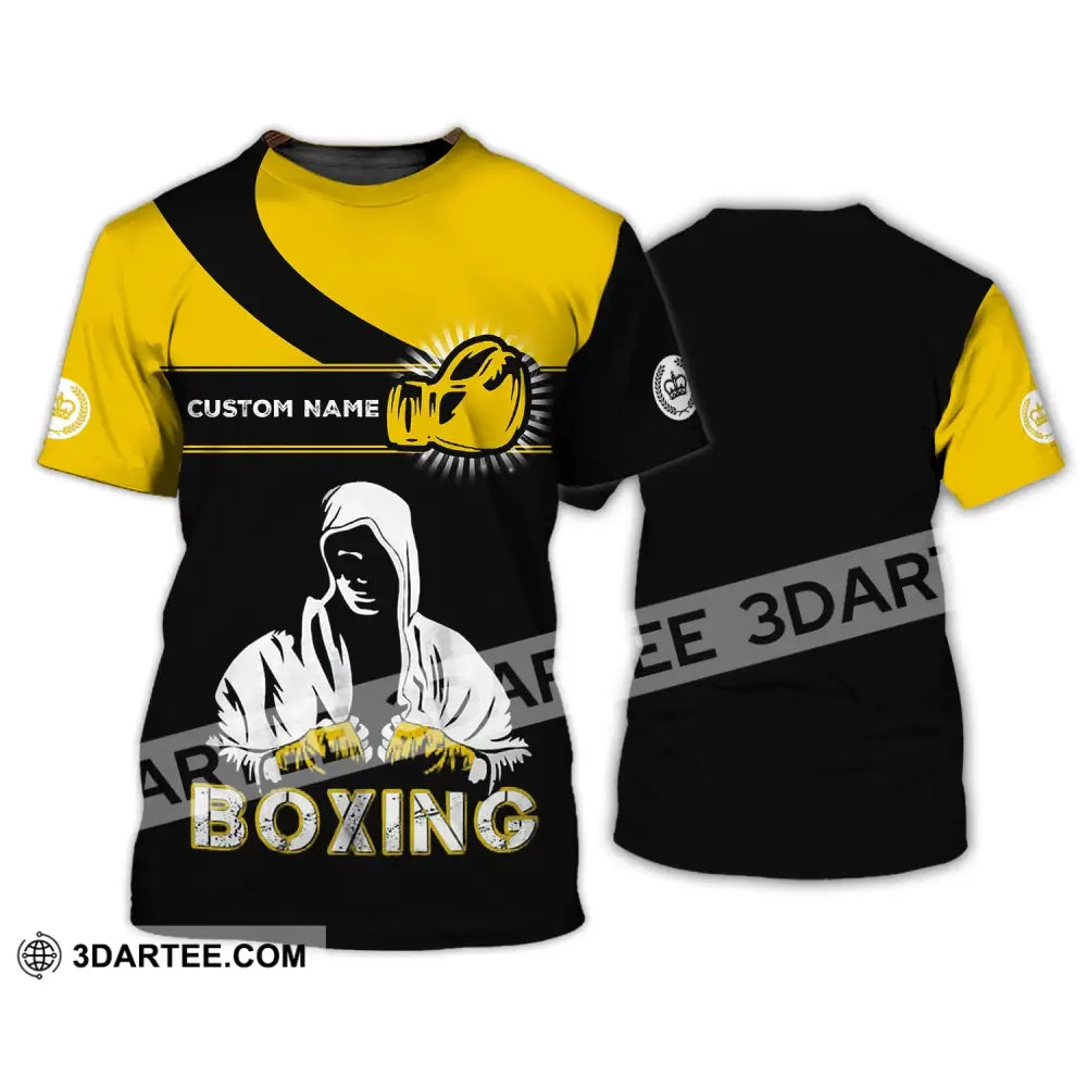 Unisex Shirt - Custom Name Boxing Gift For Player Black And Yellow T-Shirt / S T-Shirt