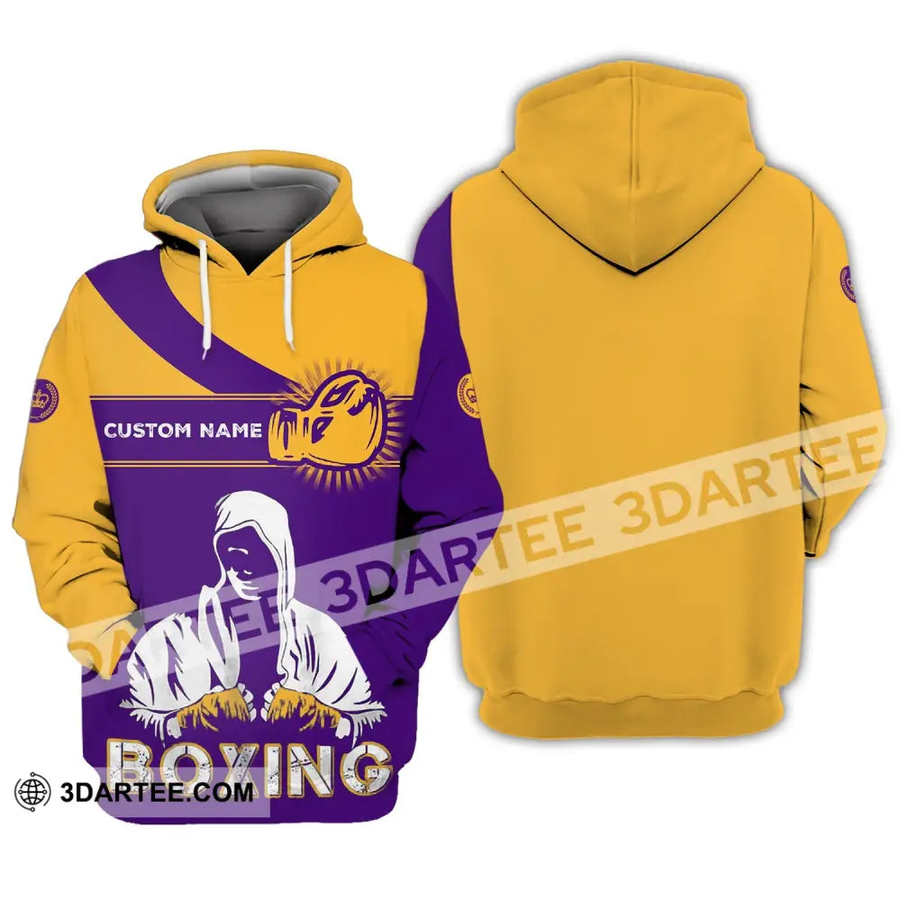 Unisex Shirt - Custom Name Boxing Gift For Player Purple And Yellow Hoodie / S T-Shirt