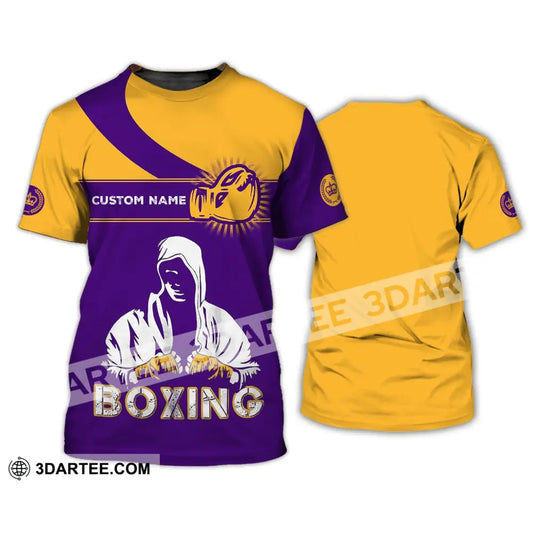 Unisex Shirt - Custom Name Boxing Gift For Player Purple And Yellow T-Shirt / S T-Shirt