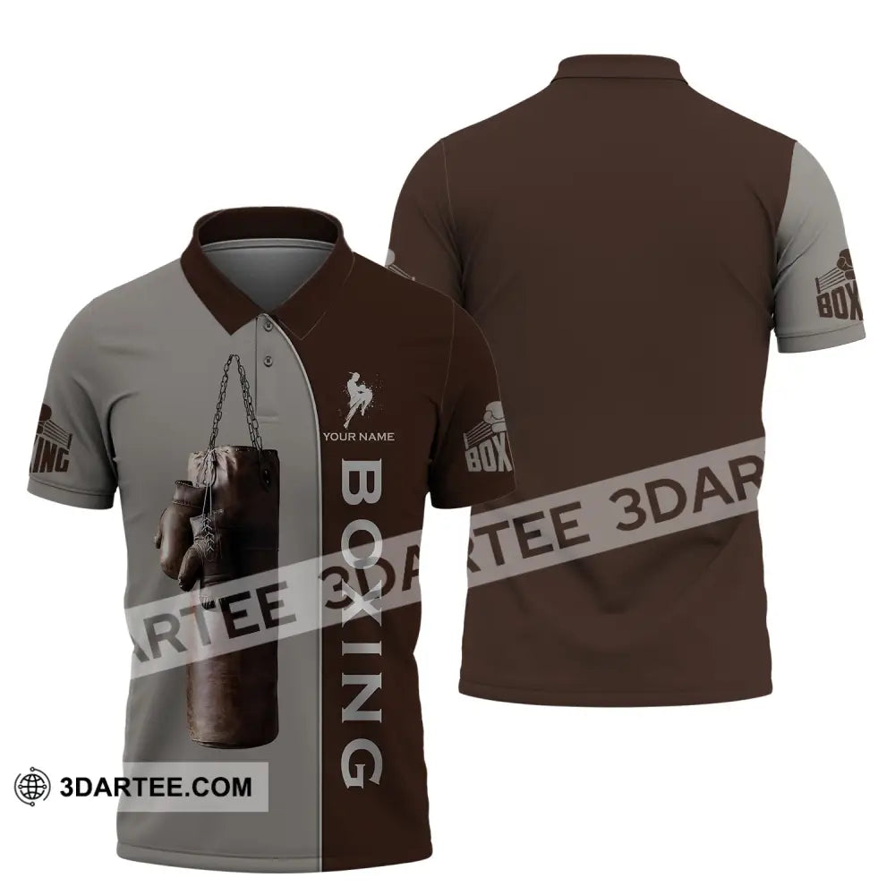 Unisex Shirt - Custom Name Boxing Gift For Player Retro Love Gloves Polo / S T-Shirt