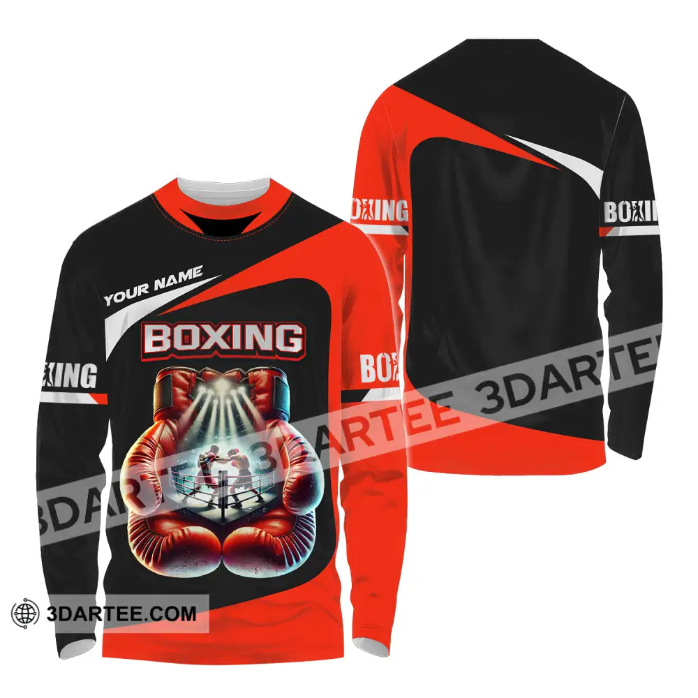 Unisex Shirt - Custom Name Boxing Gloves Long Sleeve / S T-Shirt