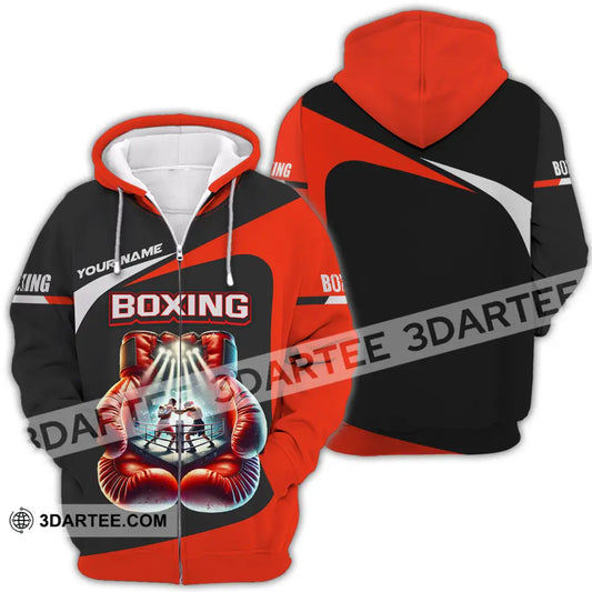 Unisex Shirt - Custom Name Boxing Gloves Zipper Hoodie / S T-Shirt