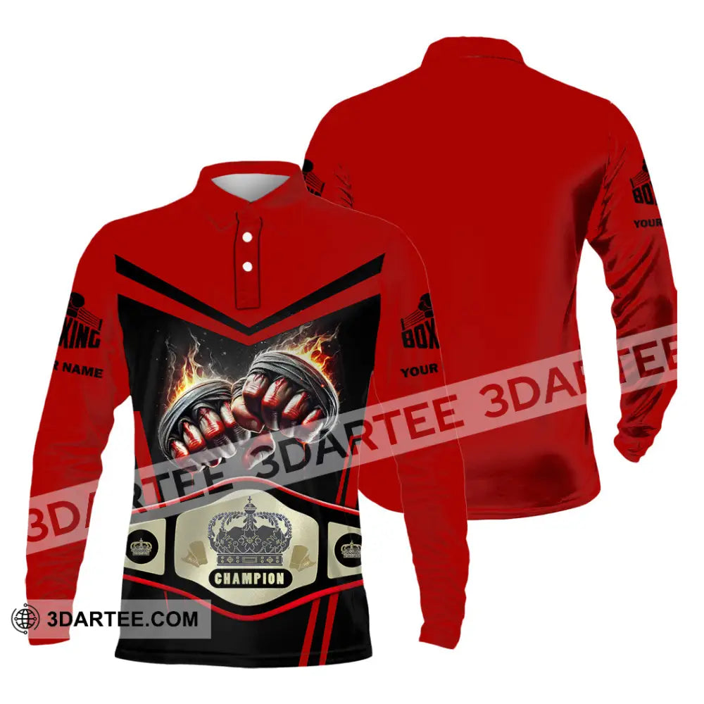 Unisex Shirt Custom Name Boxing Long Sleeve T-Shirt Polo / S T-Shirt