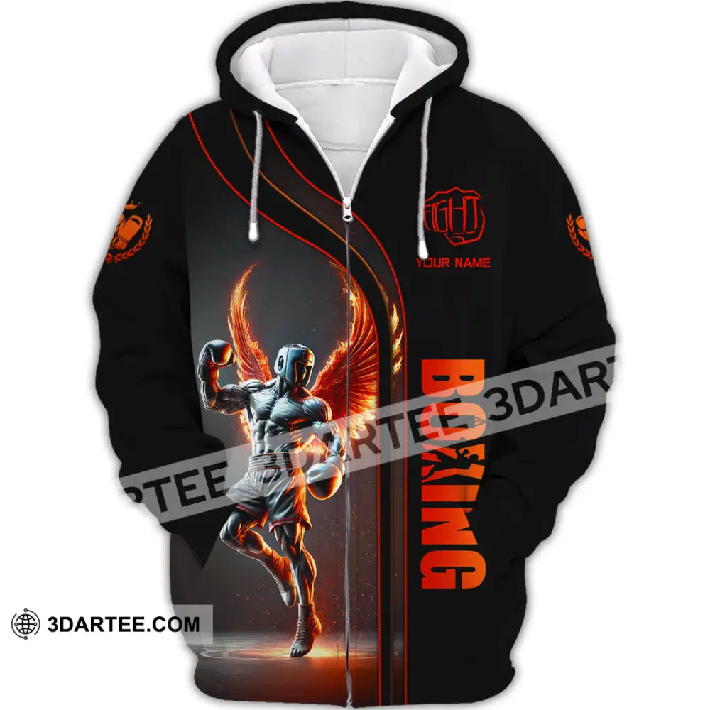 Unisex Shirt Custom Name Boxing Long Sleeve T-Shirt Zipper Hoodie / S T-Shirt