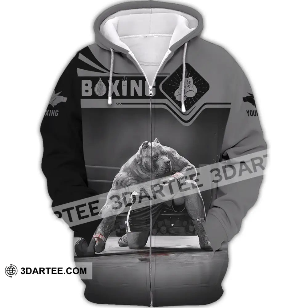 Unisex Shirt Custom Name Boxing Long Sleeve T-Shirt Zipper Hoodie / S T-Shirt