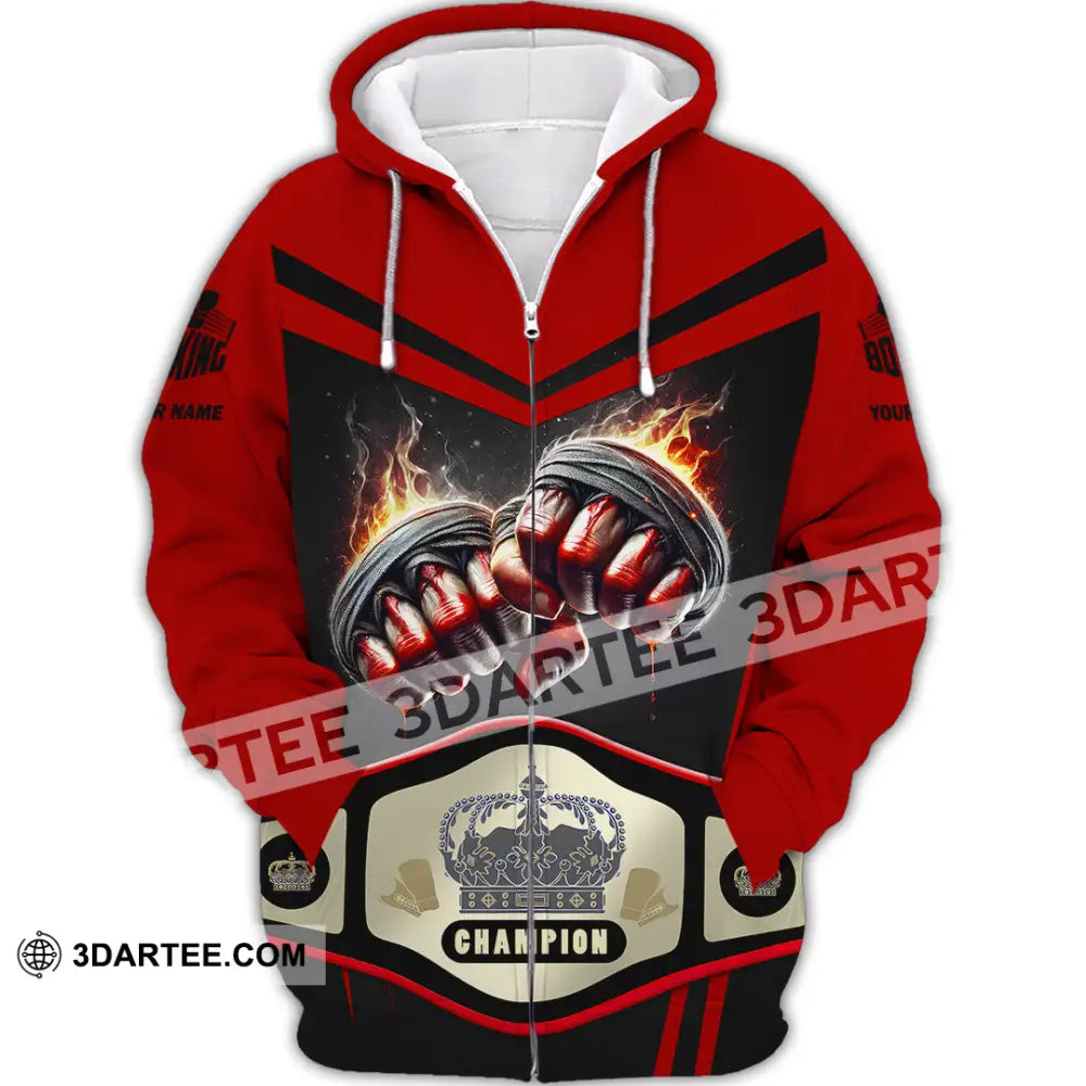 Unisex Shirt Custom Name Boxing Long Sleeve T-Shirt Zipper Hoodie / S T-Shirt