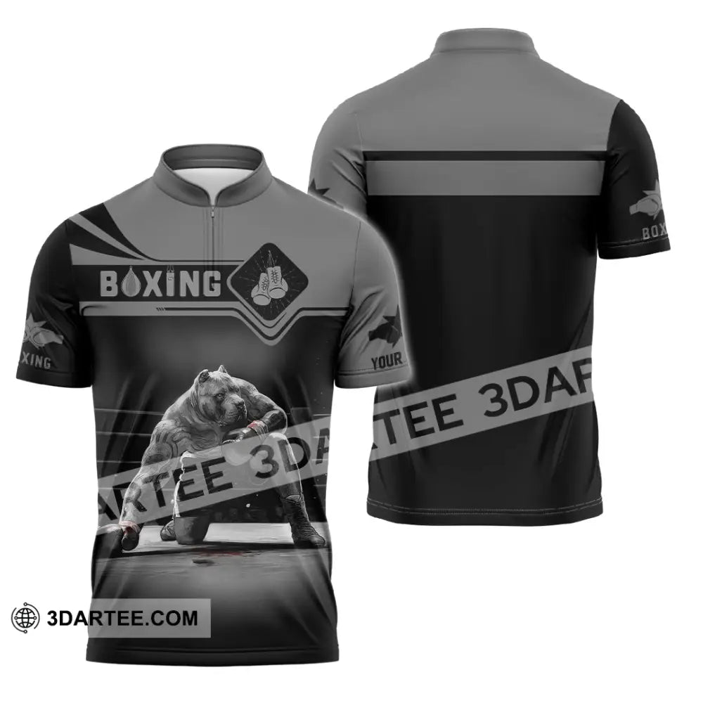 Unisex Shirt Custom Name Boxing Long Sleeve T-Shirt Zipper Polo / S T-Shirt