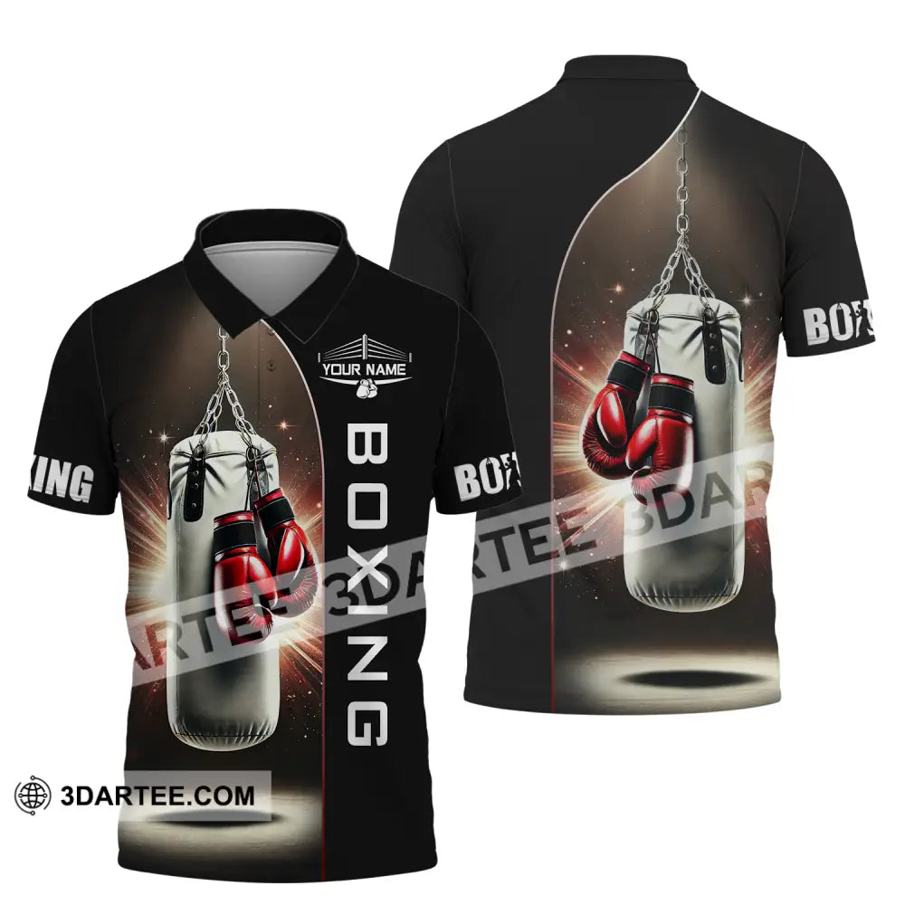 Unisex Shirt - Custom Name Boxing Lover Gloves Polo / S T-Shirt