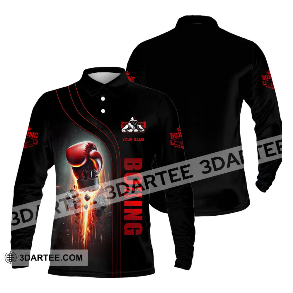 Unisex Shirt Custom Name Boxing Lover Polo Long Sleeve Gift / S T-Shirt