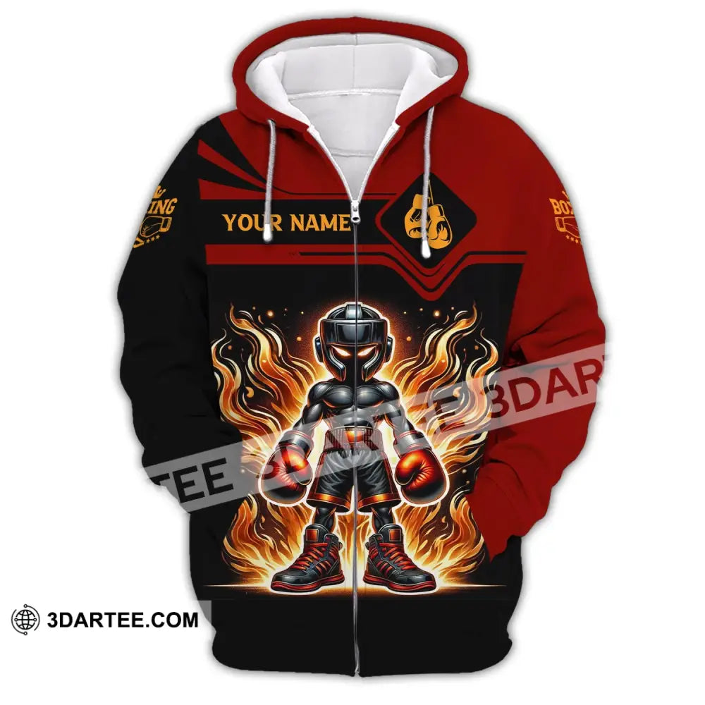 Unisex Shirt Custom Name Boxing Lover T-Shirt Gift Zipper Hoodie / S T-Shirt