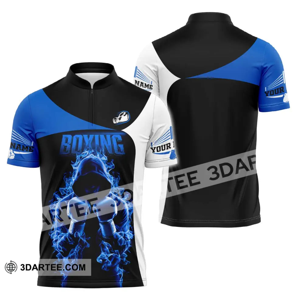 Unisex Shirt Custom Name Boxing Lover T-Shirt Gift Zipper Polo / S T-Shirt