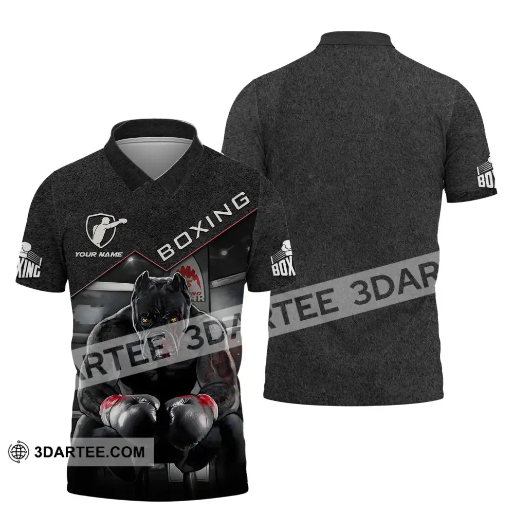 Unisex Shirt - Custom Name Boxing Pitbull Kick Lover Polo / S T-Shirt