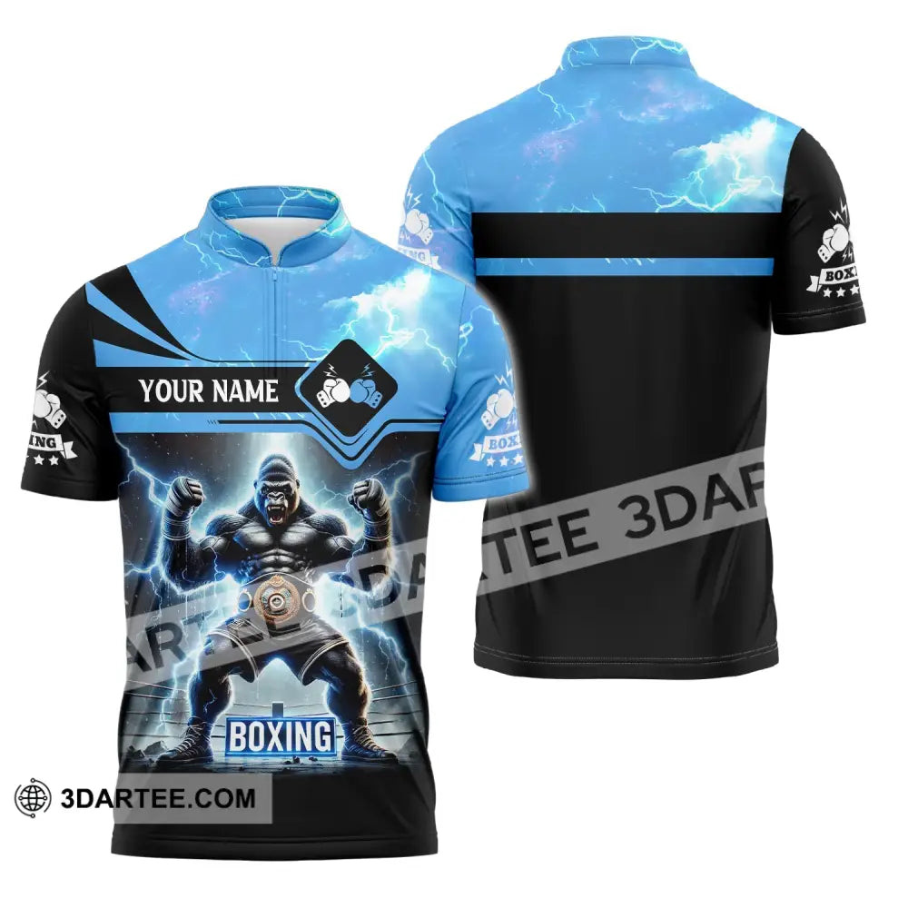 Unisex Shirt Custom Name Boxing Polo Long Sleeve Love T-Shirt Zipper / S T-Shirt