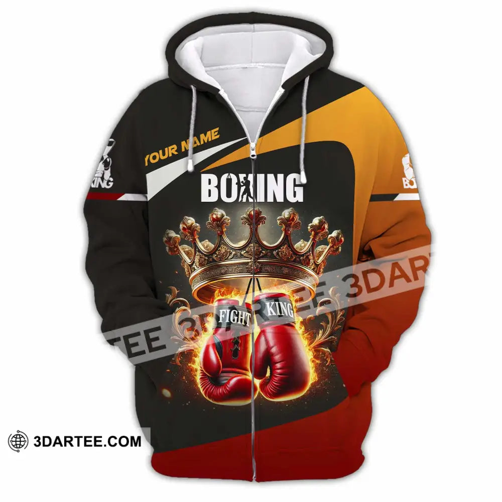 Unisex Shirt Custom Name Boxing Polo Long Sleeve Zipper Hoodie / S T-Shirt