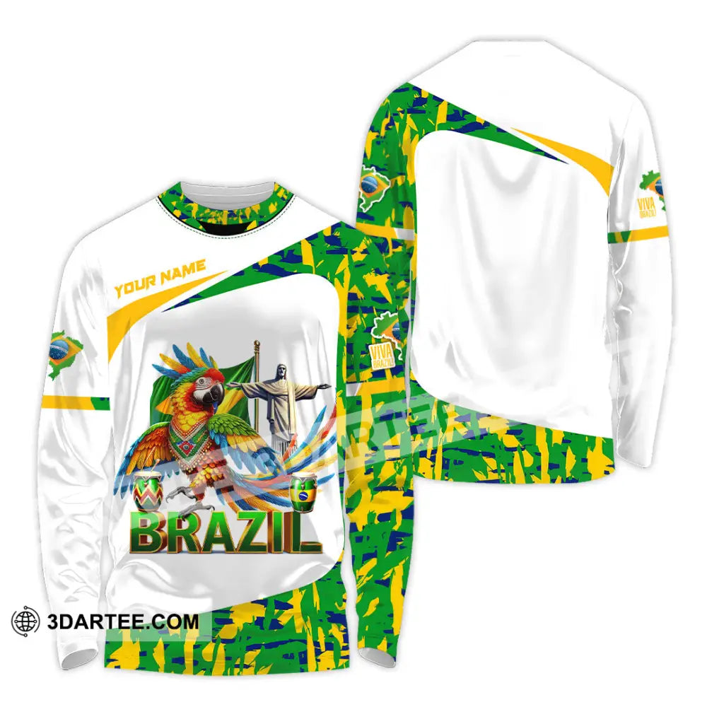 Unisex Shirt Custom Name Brazil Gift For Lover Long Sleeve / S T-Shirt