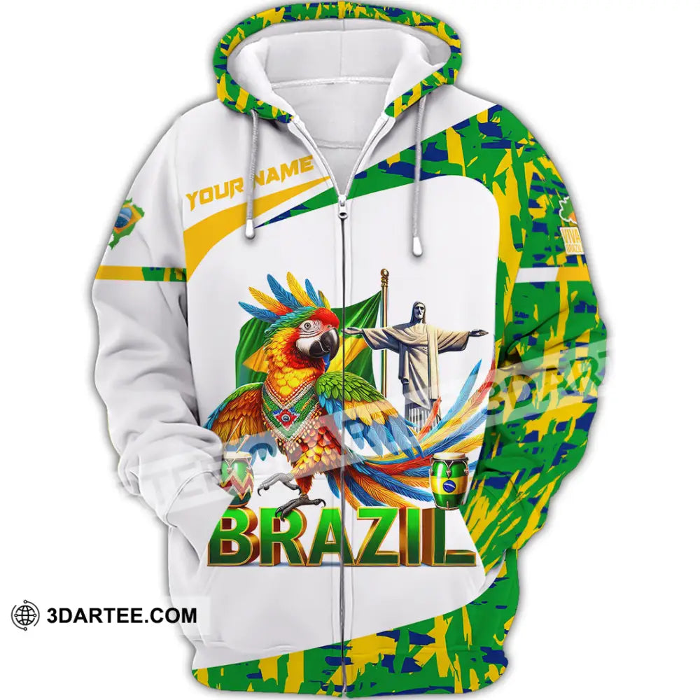 Unisex Shirt Custom Name Brazil Gift For Lover Zipper Hoodie / S T-Shirt