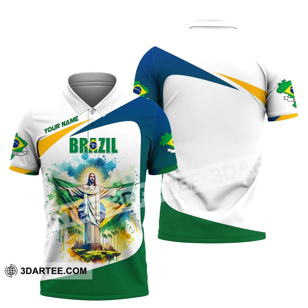 Unisex Shirt Custom Name Brazil Polo Long Sleeve Gift / S T-Shirt