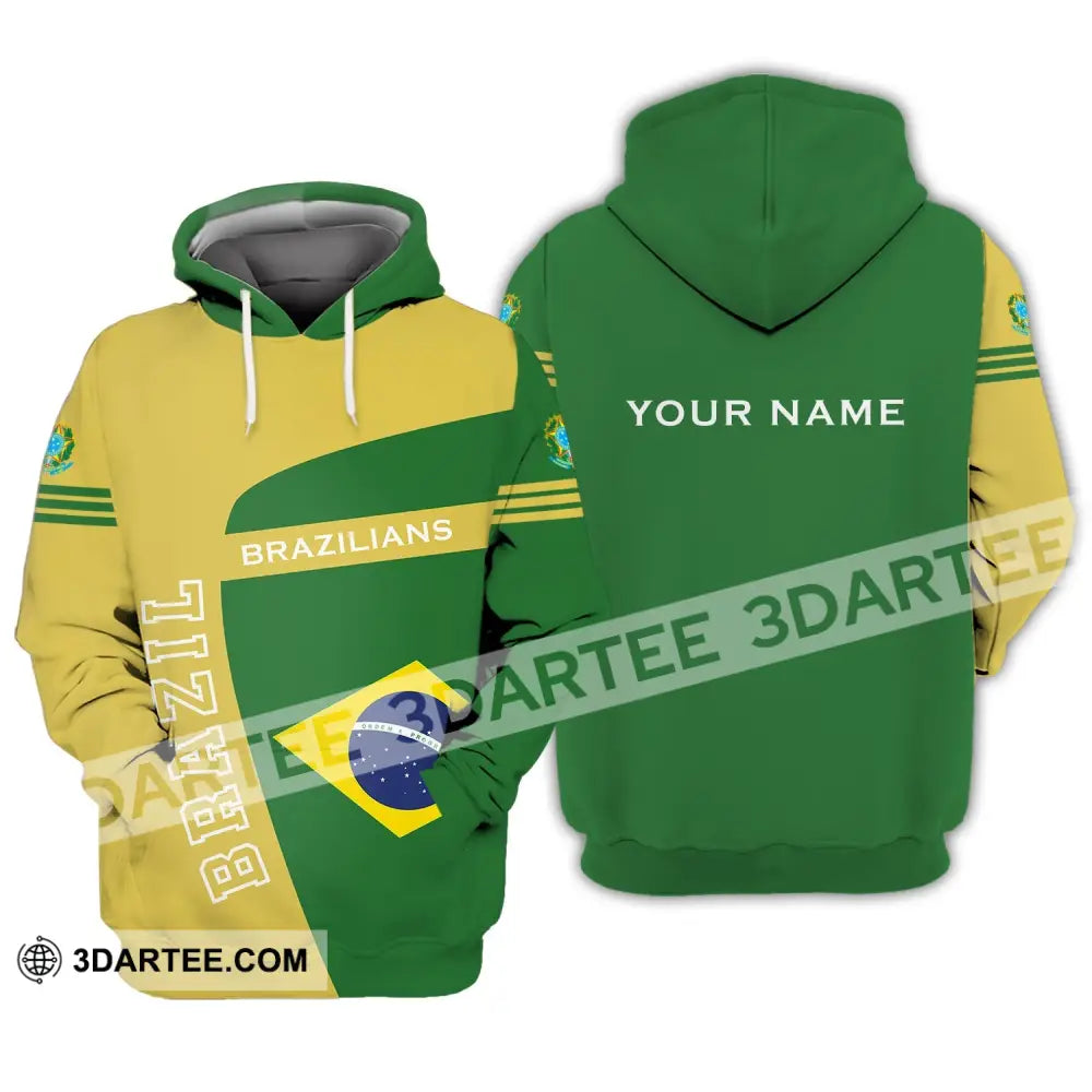 Unisex Shirt - Custom Name Brazil World Cup Sport Hoodie / S T-Shirt