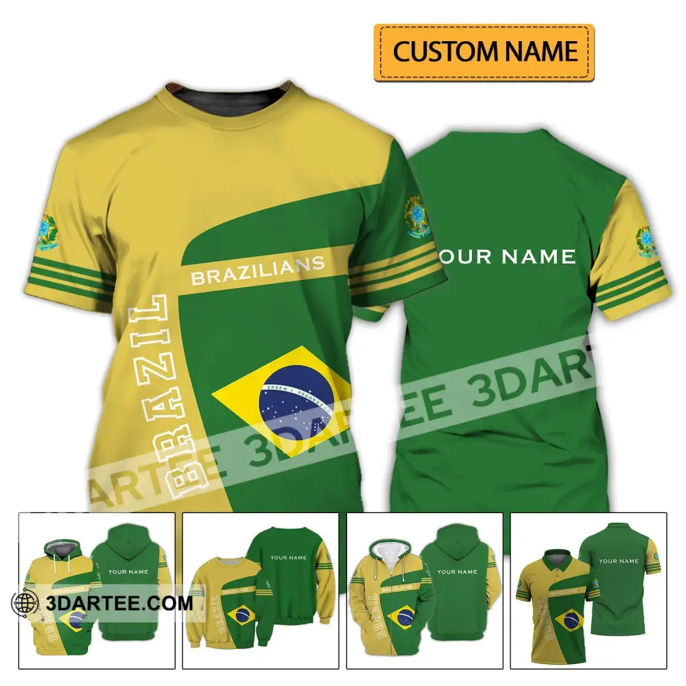 Unisex Shirt - Custom Name Brazil World Cup Sport T-Shirt