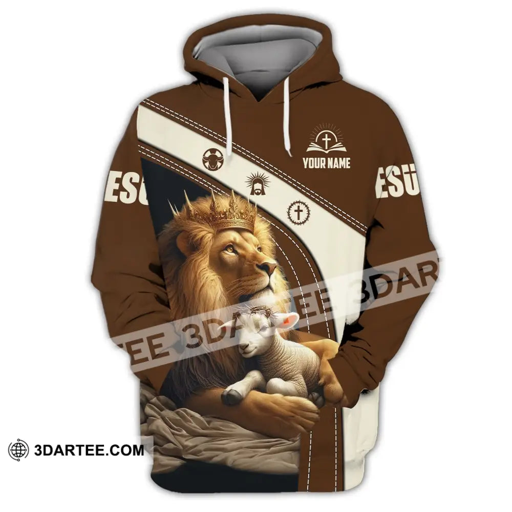 Unisex Shirt - Custom Name Brown Lion Hoodie / S T-Shirt