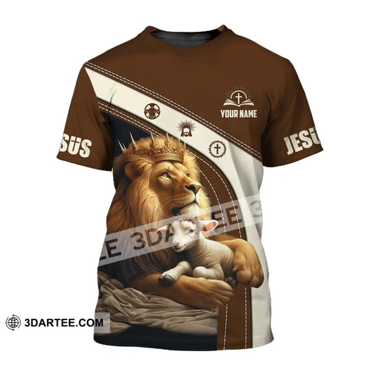 Unisex Shirt - Custom Name Brown Lion T-Shirt / S T-Shirt