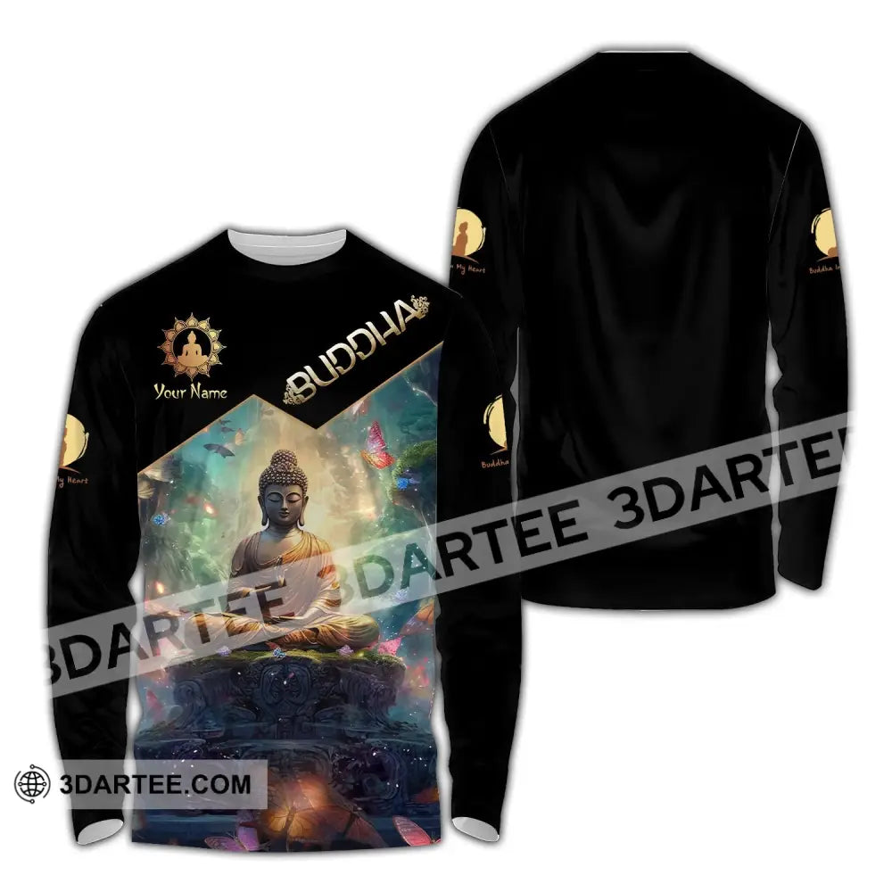 Unisex Shirt - Custom Name Buddha Believer Long Sleeve / S T-Shirt