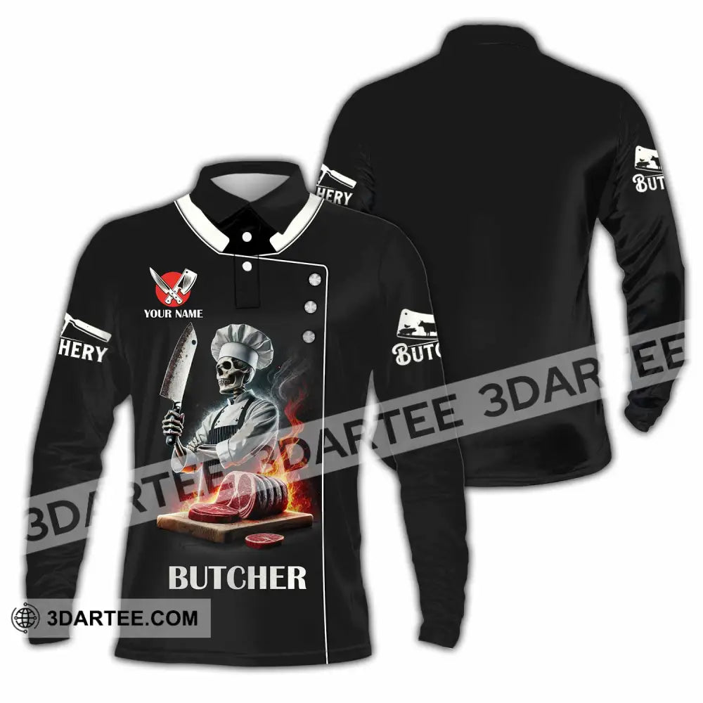 Unisex Shirt Custom Name Butcher Gift Long Sleeve Polo / S T-Shirt