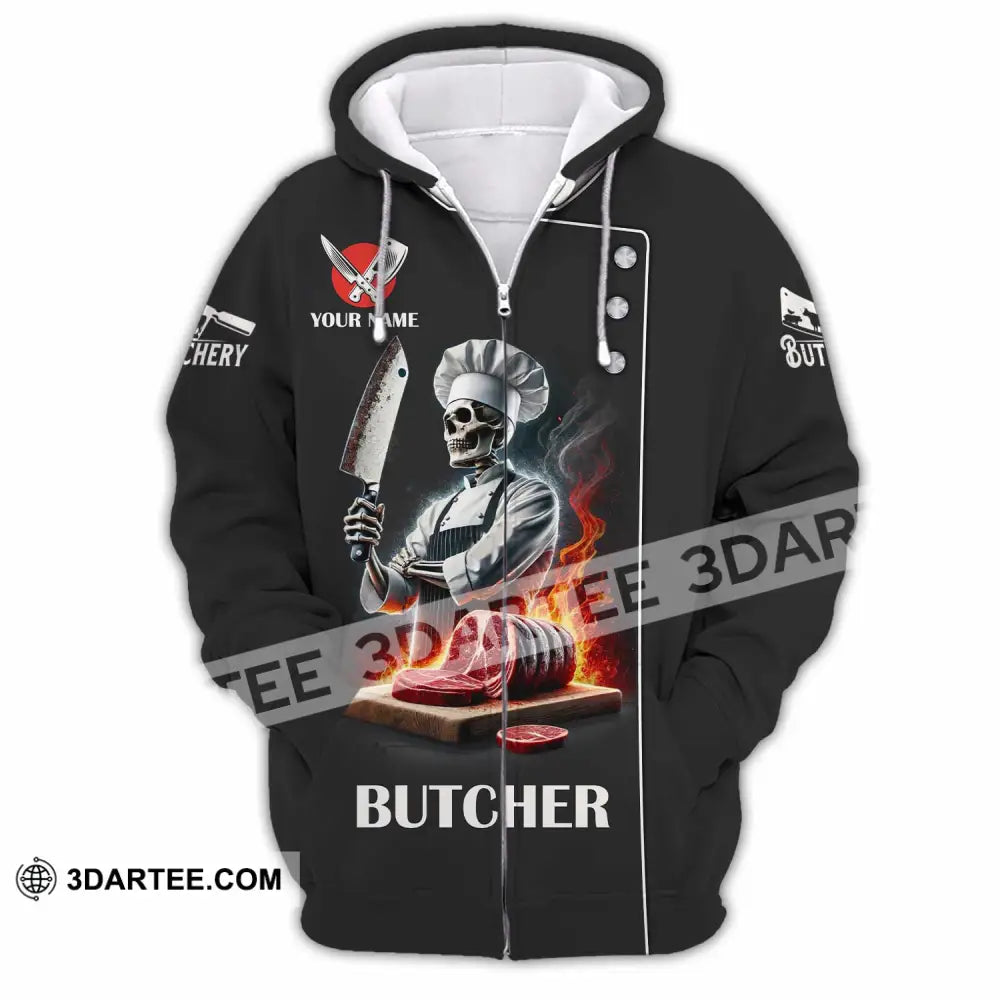 Unisex Shirt Custom Name Butcher Gift Zipper Hoodie / S T-Shirt