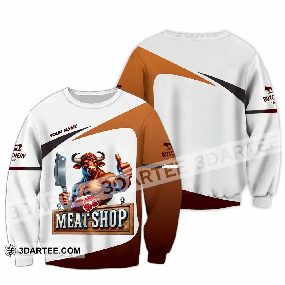 Unisex Shirt Custom Name Butcher Meat Shop T-Shirt Long Sleeve / S T-Shirt