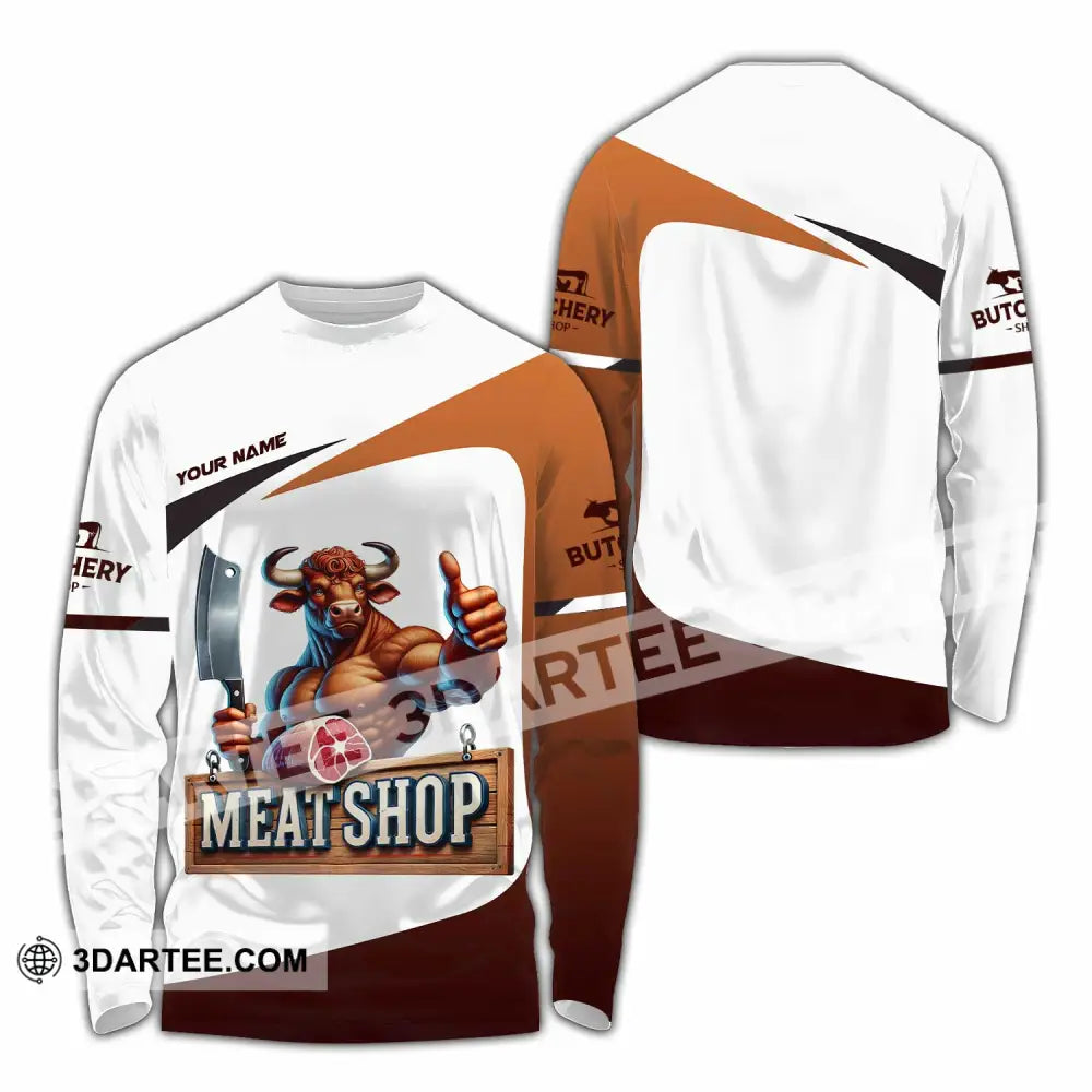 Unisex Shirt Custom Name Butcher Meat Shop T-Shirt Long Sleeve / S T-Shirt